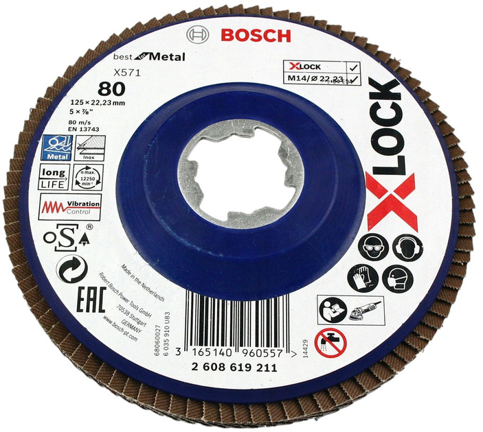 Tarcza listkowa Bosch X-Lock Best for Metal 125 mm 2608619211 (3165140960557) - obraz 2