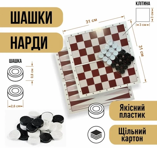 Набор IVN Шашки-нарды (IV-KIT9654CHS) - Фото 2 Набор IVN Шашки-нарды (IV-KIT9654CHS) - изображение 2