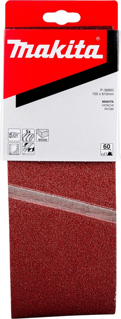 Taśma szlifierska Makita P-36893 610 x 100 mm K60 5 szt (88381972604) - obraz 2