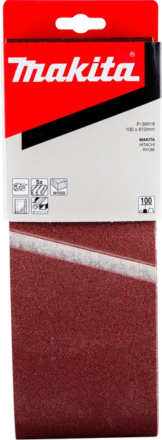 Taśma szlifierska Makita P-36918 610 x 100 mm K100 5 szt (88381972628) - obraz 2