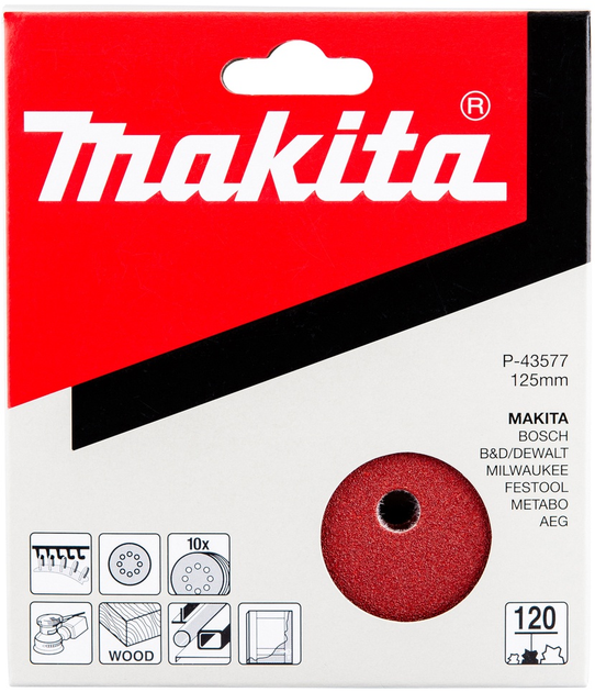 Шліфувальний папір Makita 125 мм P-43577 10 шт (0088381971447) - зображення 2
