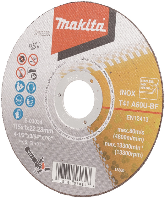 Tarcza tnąca Makita 115 x 1.0 x 22.23 mm E-03034 (0088381560627) - obraz 2