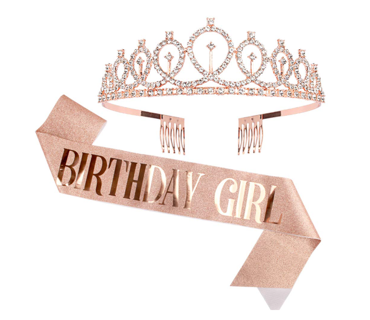 Набір для дня народження - металева діадема та стрічка BIRTHDAY GIRL - Фото 1 Набір для дня народження - металева діадема та стрічка BIRTHDAY GIRL - изображение 1
