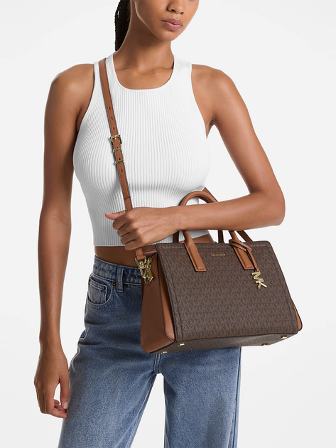 Сумка крос-боді через плече жіноча зі штучної шкіри середня Michael Kors Laila 30R5G9IS6B 252 Коричнева (800070345251) - зображення 2