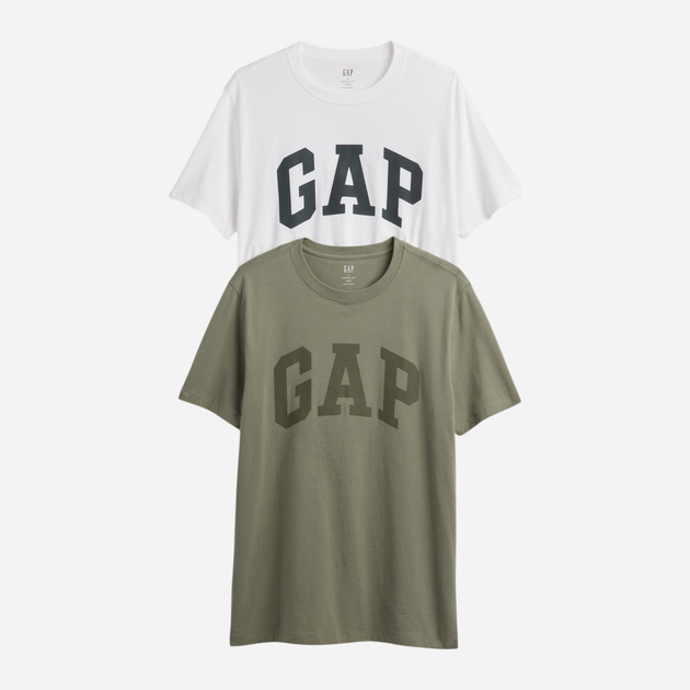 Набір футболок бавовняних довгих чоловічих GAP 885595-04 M 2 шт Оливковий/Білий (1200146427139) - зображення 1
