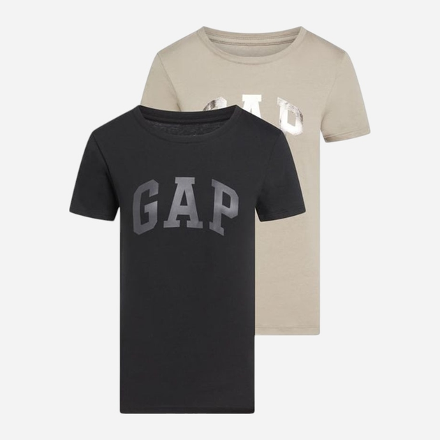 Набір футболок бавовняних жіночих GAP 824523-02 M 2 шт Чорний/Коричневий (1200147106125) - зображення 1