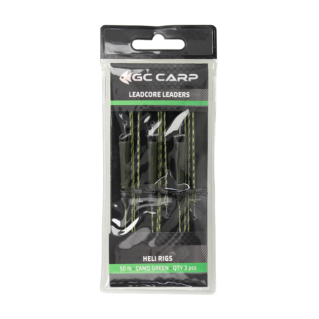 Оснащення коропове GC Heli Rigs 75см 50lb(3шт)Caмo Green - зображення 2