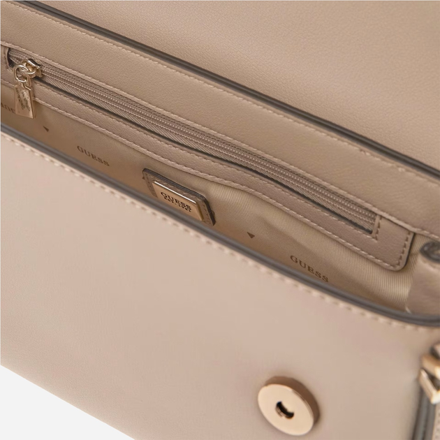 Сумка багет жіноча зі штучної шкіри маленька Guess Lefia HWBG9644190 SIT Сіра (800070344319) - зображення 3