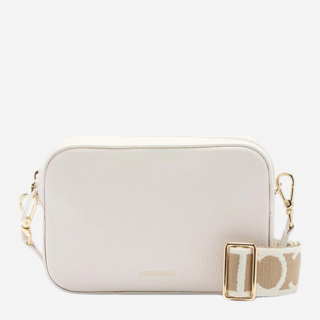Torebka crossbody damska ze skóry naturalnej mała na szerokim pasku Coccinelle Tebe E5MN555I101 H14 Biała (800070347961) - obraz 1