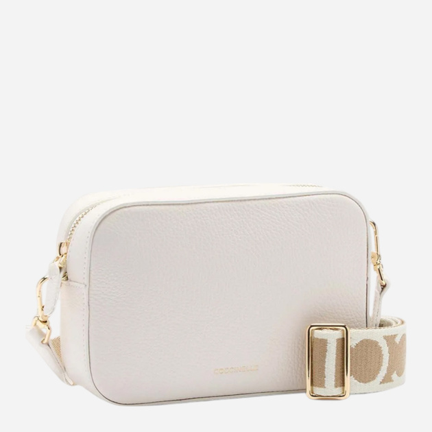 Torebka crossbody damska ze skóry naturalnej mała na szerokim pasku Coccinelle Tebe E5MN555I101 H14 Biała (800070347961) - obraz 2