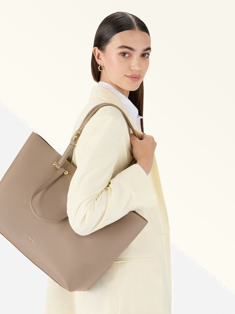 Torebka shopper ze skóry naturalnej duża Furla Duetto WB01453HSF0002572S1007 Beżowa (800070344685) - obraz 2
