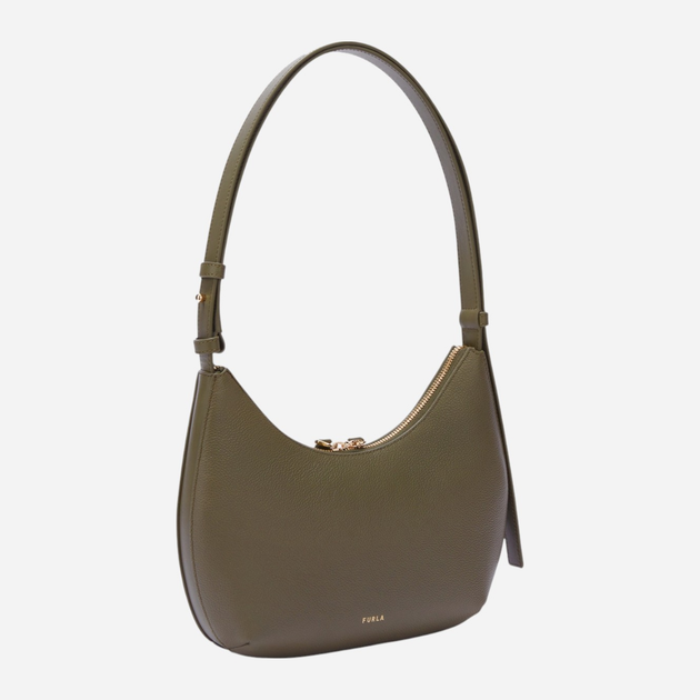 Сумка багет жіноча з натуральної шкіри маленька Furla Goccia WB01500BX33532810S1007 Зелена (800070344979) - зображення 2