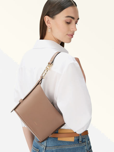 Сумка жіноча з натуральної шкіри маленька Furla Nuvola WE00846BX20451257S1007 Бежева (800070344987) - зображення 2