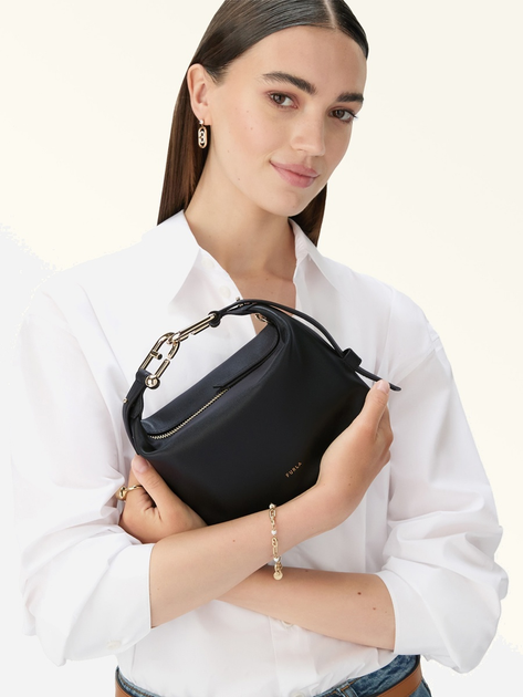Сумка жіноча з натуральної шкіри маленька Furla Nuvola WE00846BX2045O60001007 Чорна (800070344989) - зображення 5