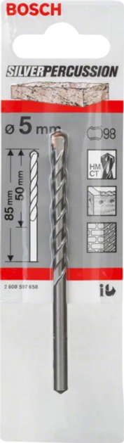 Свердло по бетону Bosch CYL-3 Silver Percussion 5 x 50 / 85 мм (2608597658) - зображення 1