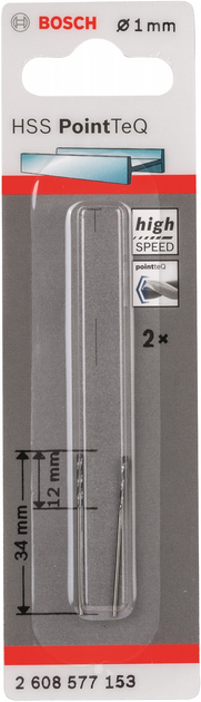 Набір свердел по металу Bosch HSS PointTeQ 1 x 12 / 34 мм 2 шт (2608577153) - зображення 1