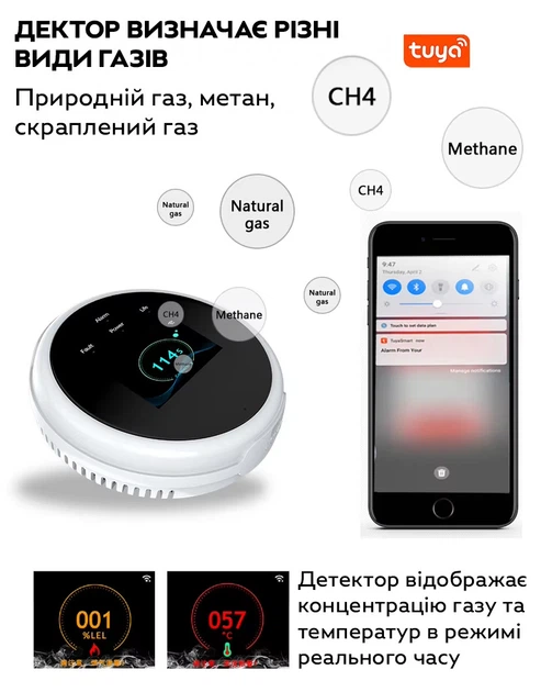 Датчик утечки природного газа TUYA Wi-Fi LCD CH4 LPG - изображение 8