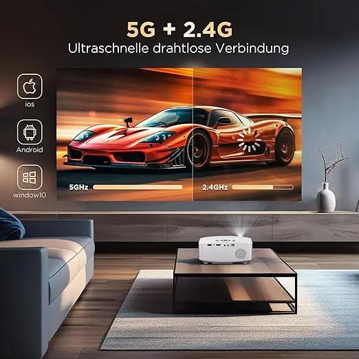 Проектор для домашнего кинотеатра Giaomar Movie Projector C6 2.4G и 5G 720P HDMI с пультом Белый - изображение 4