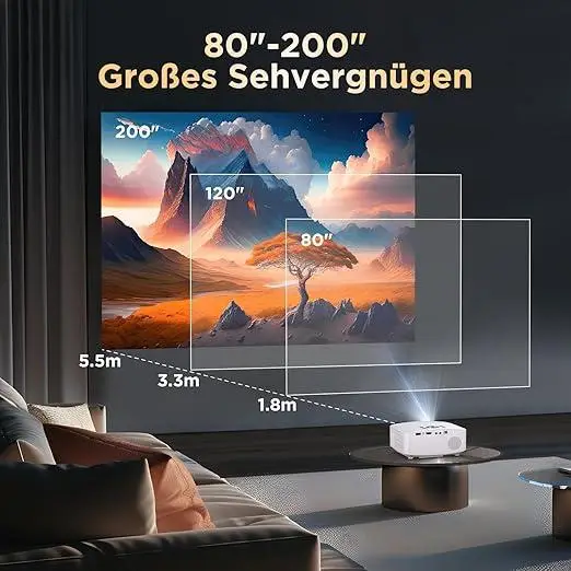 Проектор для домашнего кинотеатра Giaomar Movie Projector C6 2.4G и 5G 720P HDMI с пультом Белый - изображение 7