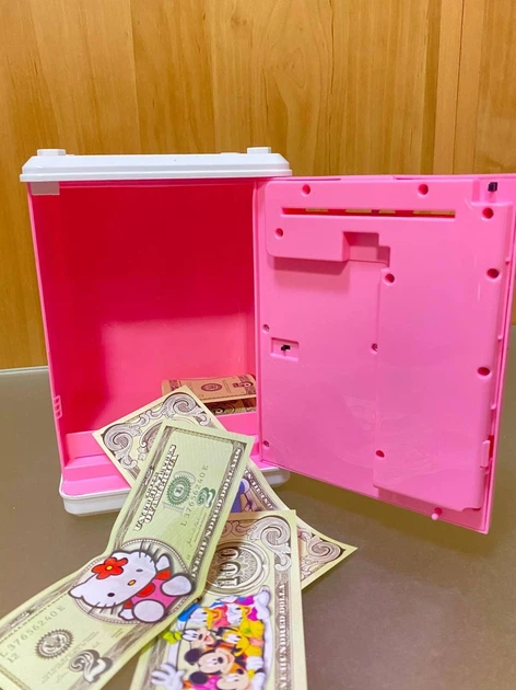 Электронная копилка сейф с отпечатком пальца и кодовым замком Carton Bank "Frozen", розовая - изображение 5