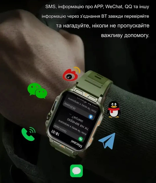 Смарт - годинник SENBONO Armor Khaki - Фото 4 Смарт - годинник SENBONO Armor Khaki - изображение 4