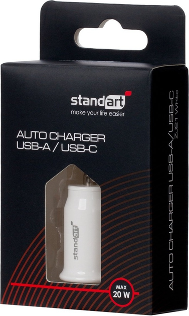 Ładowarka samochodowa Standart USB-A + USB-C 20 W White (GT-ZJ21 White) - obraz 4