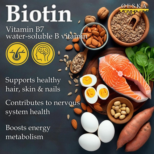 Биотин 10000 мкг 90 капсул Oeska | Biotin 10000 mcg - Фото 3 Биотин 10000 мкг 90 капсул Oeska | Biotin 10000 mcg - изображение 3