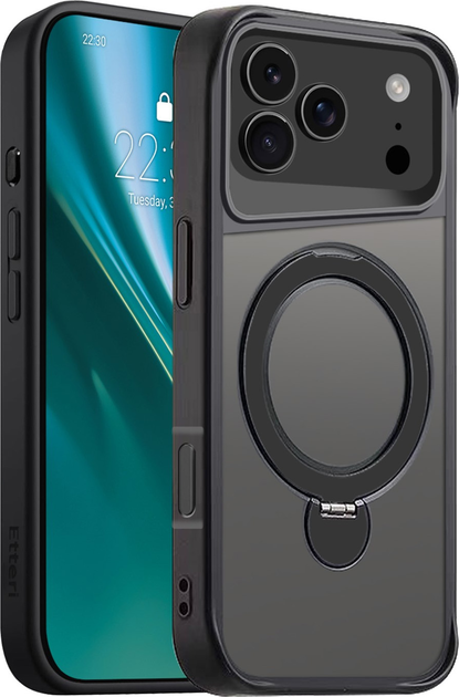 Etui plecki Etteri Matt Mag Ring do Apple iPhone 17 Pro Max Black (5907504556895) - obraz 1