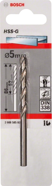 Свердло Bosch HSS-G 5 x 86 мм (2608585922) - зображення 1