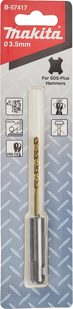 Wiertło do metalu Makita HSS-TiN 3.5 x 100 mm B-57417 (88381519021) - obraz 1