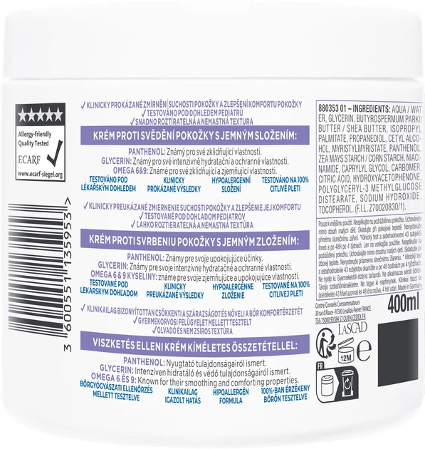 Крем Mixa Panthenol Comfort для увлажнения и успокоения чувствительной кожи лица, рук и тела 400 мл (3600551135960) - Фото 2 Крем Mixa Panthenol Comfort для увлажнения и успокоения чувствительной кожи лица, рук и тела 400 мл (3600551135960) - изображение 2