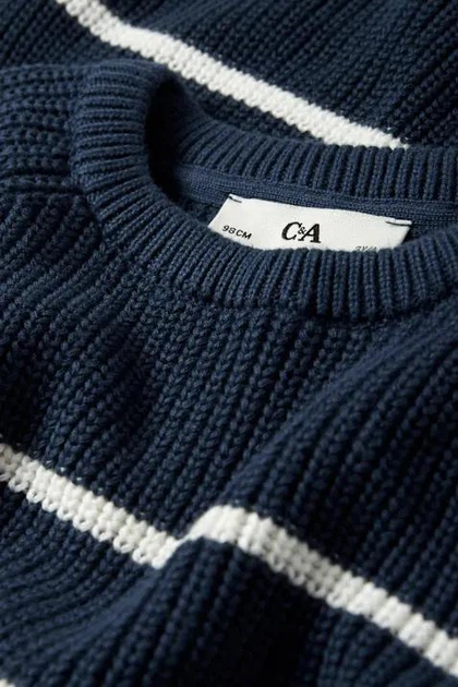 Детский джемпер в полоску для мальчика C&A 98 см (3Y), синий - изображение 5
