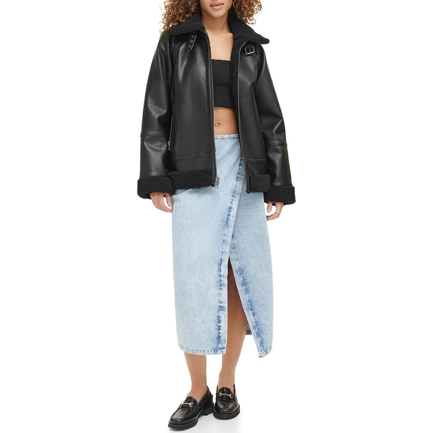 Женская куртка из экокожи Levi's с шерпой 1161546033 (Черный XS) - Фото 5 Женская куртка из экокожи Levi's с шерпой 1161546033 (Черный XS) - изображение 5