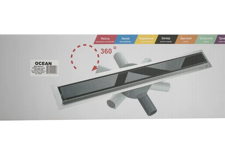 Трап душевой OCEAN из нержавеющей стали 70*700мм Glass Black - изображение 4