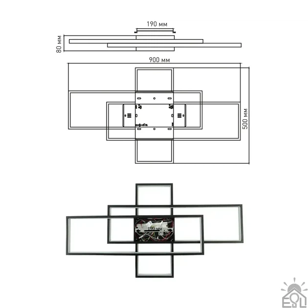Смарт люстра управляемая светодиодная SVEN 3S 110 Вт 900x500x80 мм Черная ESLLSE - Фото 6 Смарт люстра управляемая светодиодная SVEN 3S 110 Вт 900x500x80 мм Черная ESLLSE - изображение 6