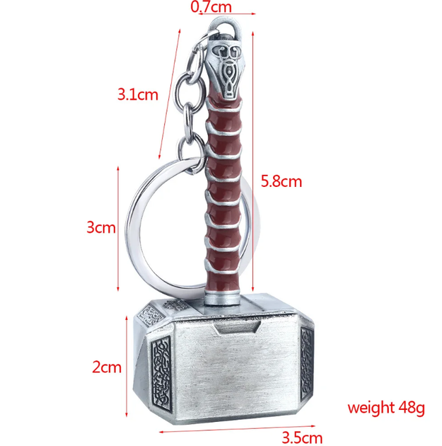 Брелок молот Тора Mjolnir — сувенир Marvel, ключница - изображение 3