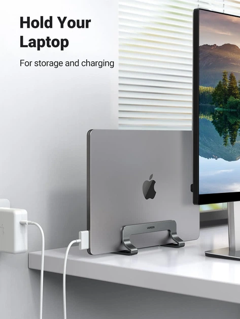 Настольная вертикальная подставка для ноутбука Ugreen LP258 Vertical Laptop Stand Gray (UGR-20471) - изображение 6