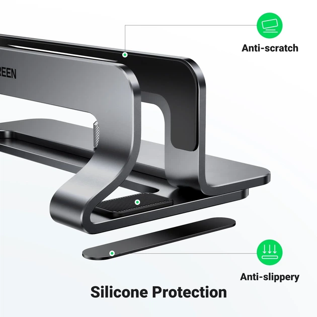 Настольная вертикальная подставка для ноутбука Ugreen LP258 Vertical Laptop Stand Gray (UGR-20471) - изображение 7