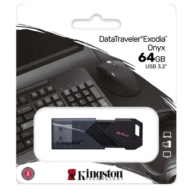 Флеш накопитель USB 64Gb Kingston DataTraveler Exodia Onyx, Black, USB 3.2 Gen 1 (DTXON/64GB) - изображение 3