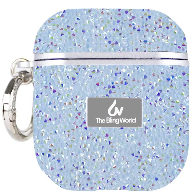 TPU чехол Bling World Rock Diamond для наушников AirPods 1/2 Голубой - Фото 1 TPU чехол Bling World Rock Diamond для наушников AirPods 1/2 Голубой - изображение 1