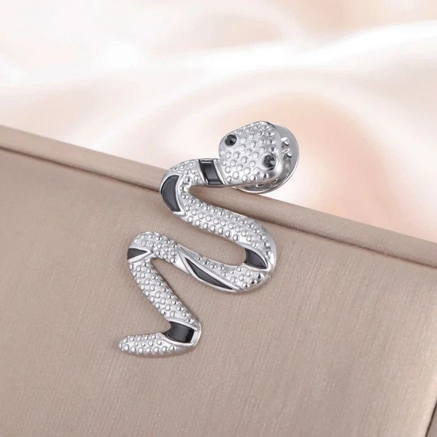 Брошь-значок BROCHE бижутерия Животные Змея из стали серебристая BRGV115085 - изображение 3