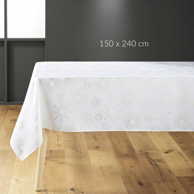 Скатертина Douceur d'intérieur Pampille з золотим візерунком біла 150 x 240 см (3574387231717) - зображення 2
