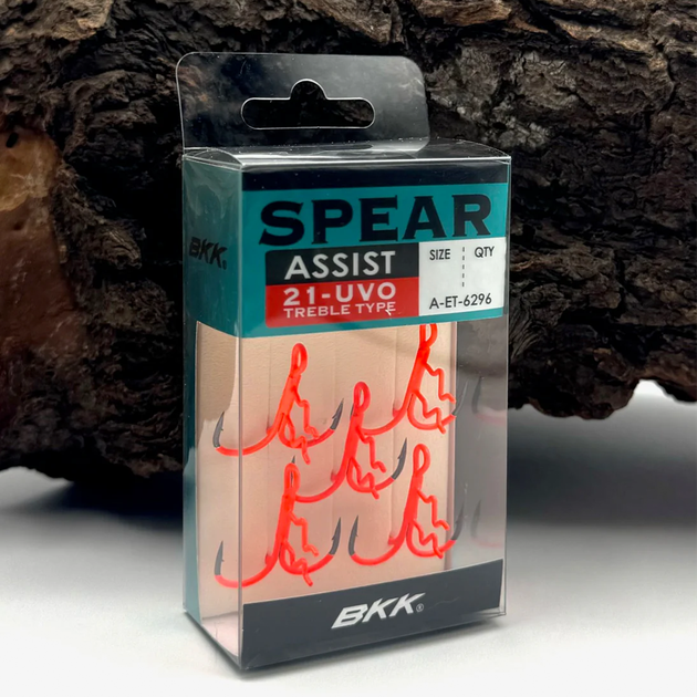 Крючок тройной для стингера BKK Treble Assist Spear-21 UVO Orange №4 (6шт) - изображение 6