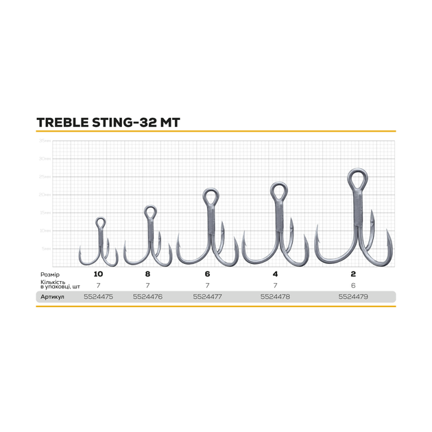 Крючок тройной BKK Treble Sting-32 MT №2 (6шт) - изображение 2