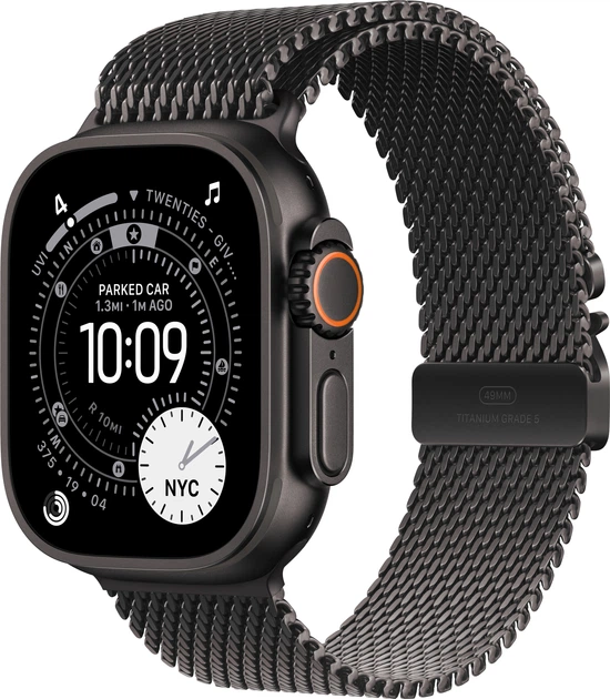 Ремешок Apple Milanese Loop Titanium для Apple Watch 44/45/46/49mm S Black (MGHR4ZM/A) - изображение 2