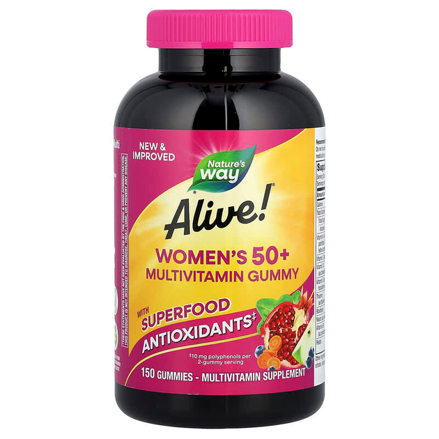 Мультивітаміни для жінок віком від 50 років, Women's 50+ Gummy, Nature's Way, Alive!, суміш ягід, 150 жувальних таблеток - Фото 1 Мультивітаміни для жінок віком від 50 років, Women's 50+ Gummy, Nature's Way, Alive!, суміш ягід, 150 жувальних таблеток - зображення 1