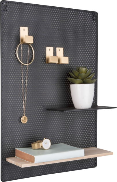 Tablica na notatki Present Time Perky Mesh z półeczkami i haczykami 52.5 x 34.5 x 10.5 cm Czarna (8714302668364) - obraz 3