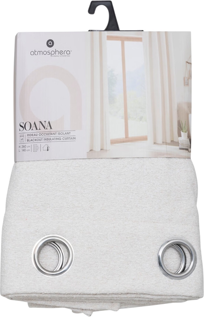 Штора-блекаут Atmosphera Soana на люверсах 140 x 260 см Ivory White (3560232854552) - зображення 1