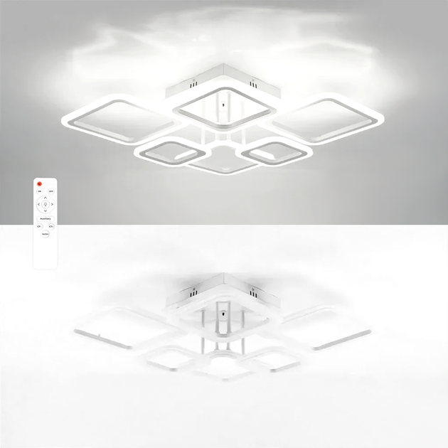 Люстра OVAL 75W 6S белая Esllse управляемая светодиодная 3000К-6500К 7000Lm с пультом ДУ 810x600x175мм - изображение 3