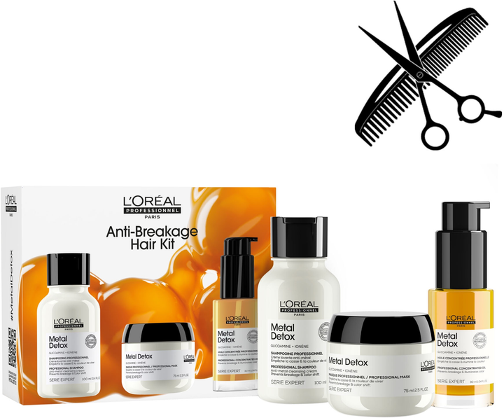 Zestaw do pielęgnacji włosów L’Oreal Professionnel Paris Serie Expert Metal Detox Discovery Trio Szampon 100 ml + Maska 75 ml + Olejek 30 ml (3474637285746) - obraz 1